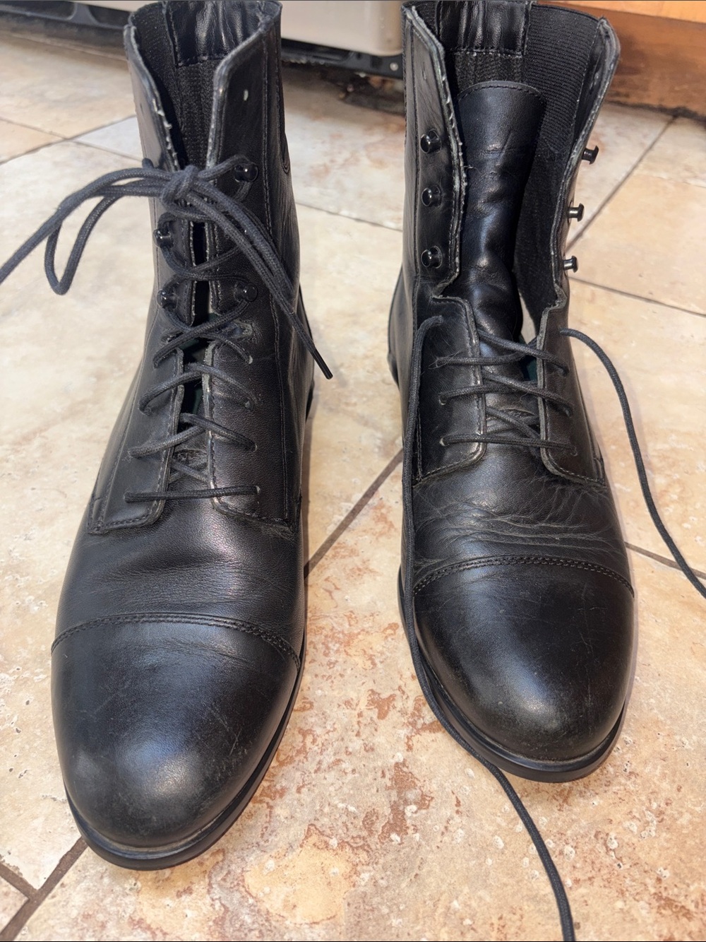 Women's Ariat Black Lace-Up Leather paddock Ankle Boots sz 9.5